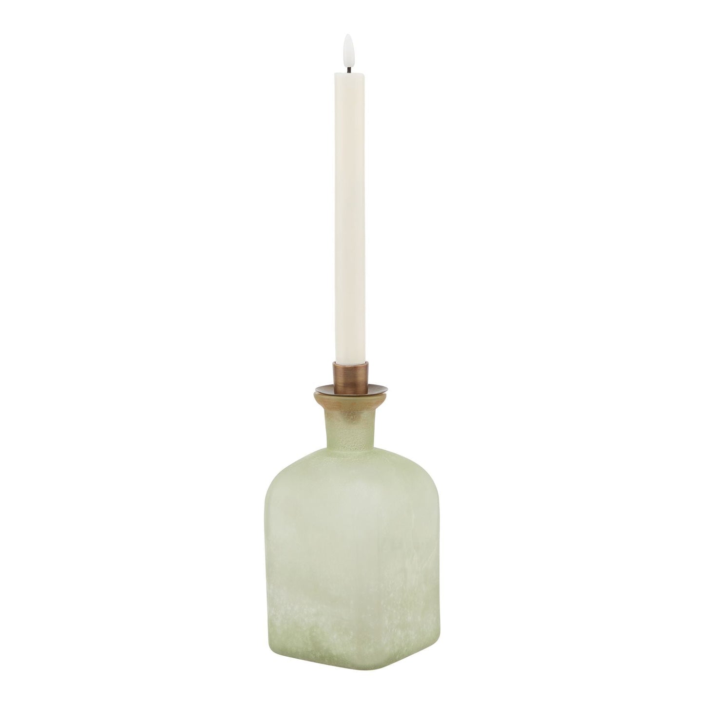 Smoked Sage And Aged Brass Large Candle Holder Vase