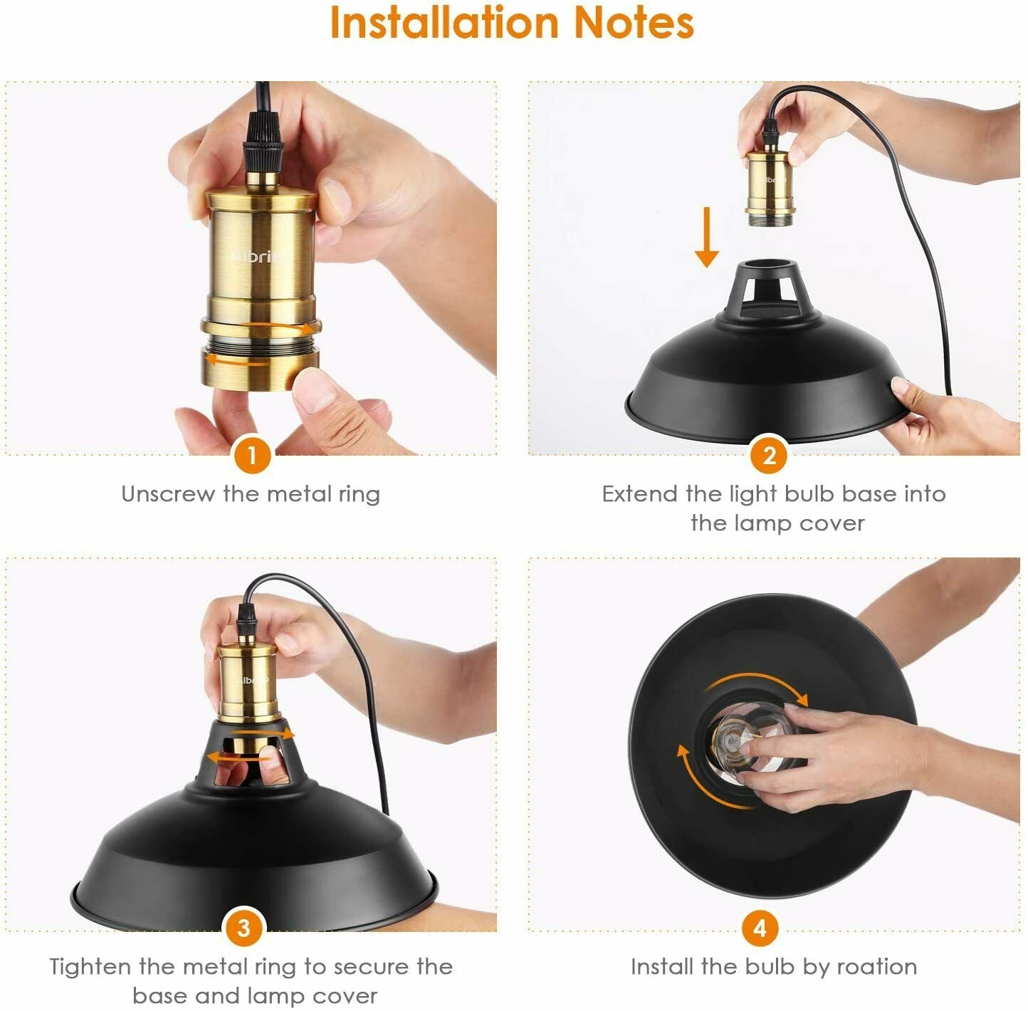 2-Pack Retro Metal Pendant Light Shades – Vintage Style for Home &