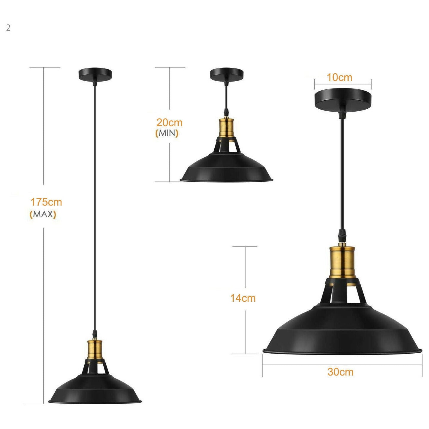 2-Pack Retro Metal Pendant Light Shades – Vintage Style for Home &