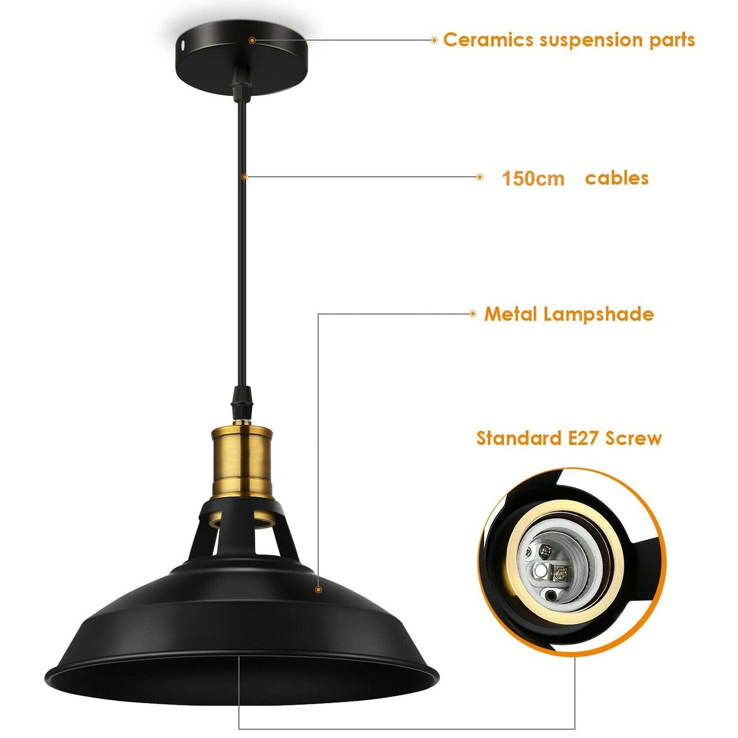 2-Pack Retro Metal Pendant Light Shades – Vintage Style for Home &