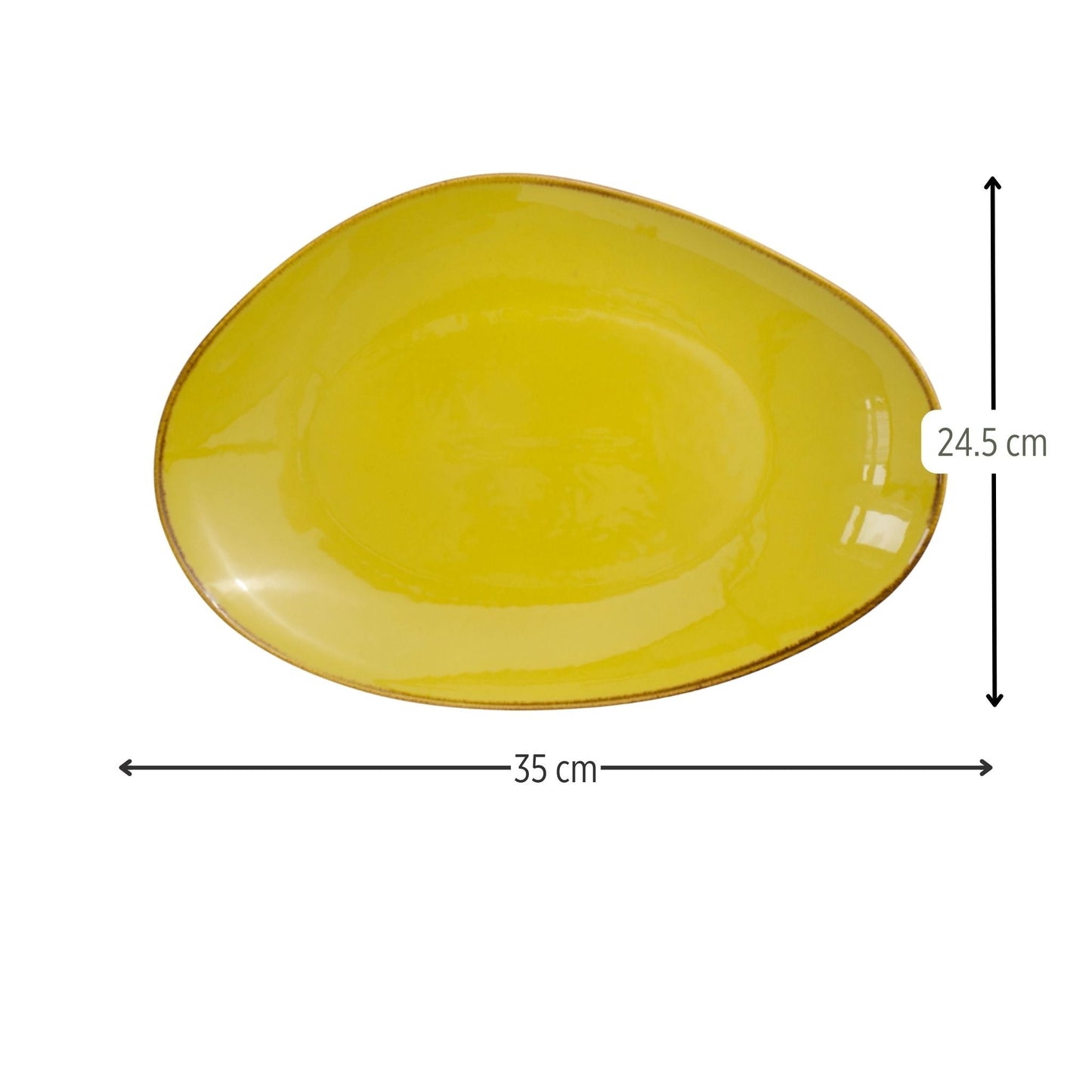 Porcelain Serving Platter - Lindis Series, Saffron Yellow - 35x25cm