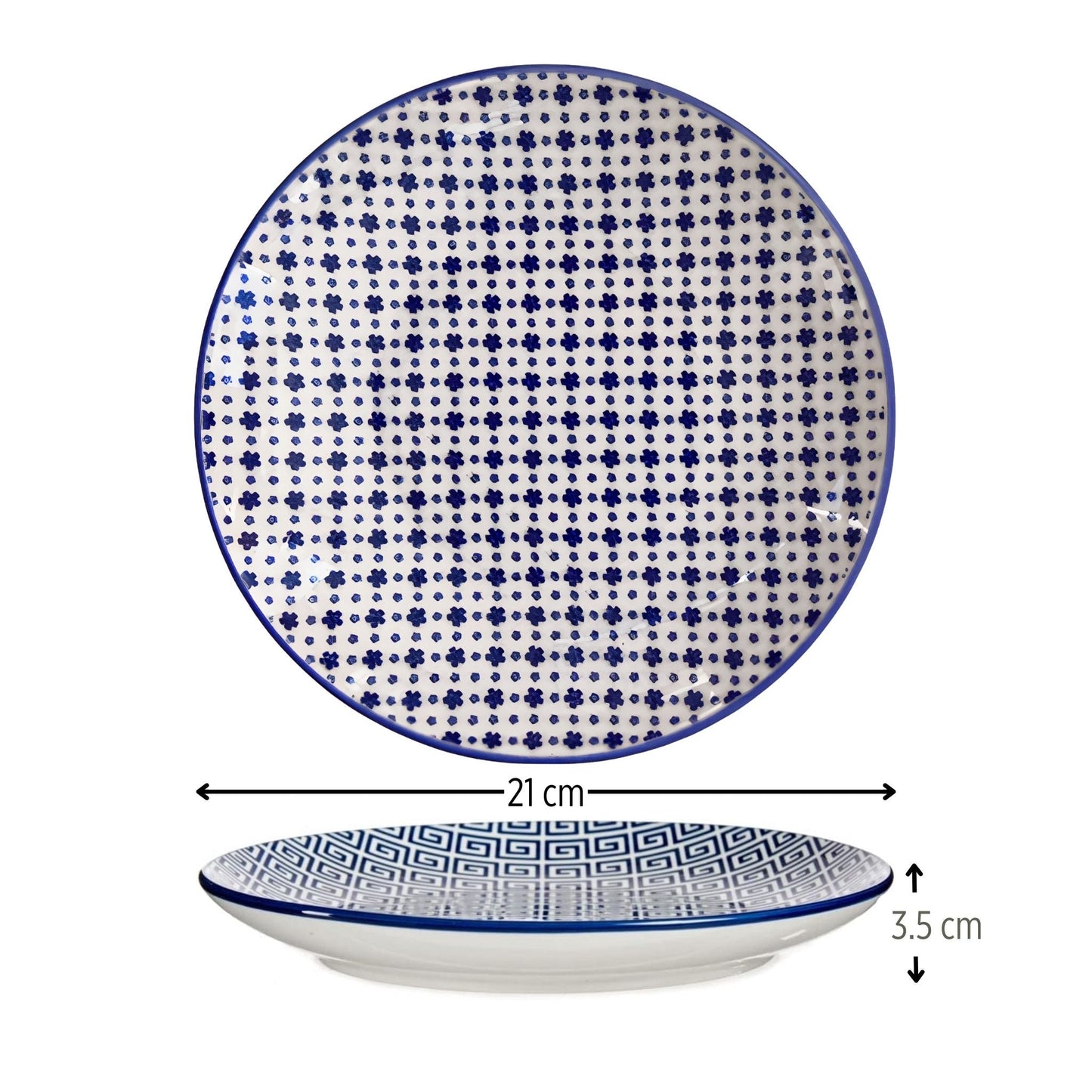 Porcelain Pasta Bowl - Rochelle, Navy Blossom - 21cm Diameter