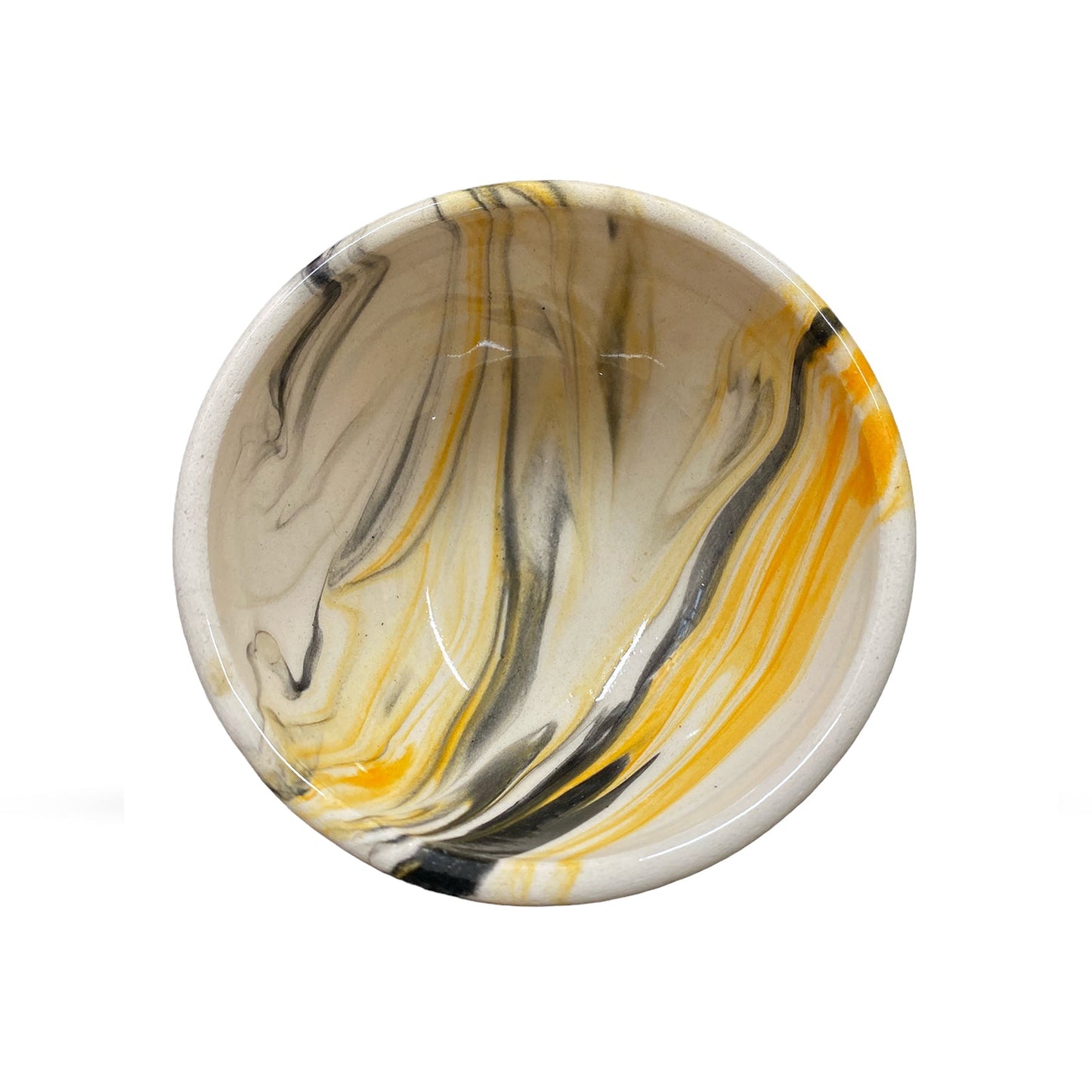 Ceramic Dip Bowl - Colonsay | Mocha, Yellow Marble - 8cm x 5cm Depth