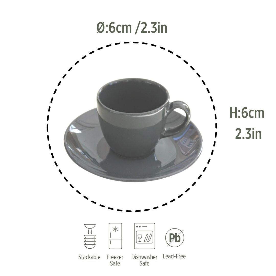 Espresso Cup & Saucer Set – Portland, Graphite Grey – 6cm