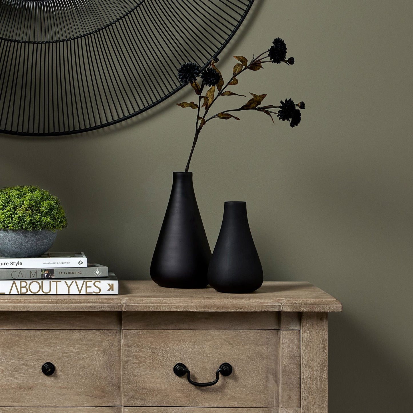 Black Tapered  Short Glass Vase