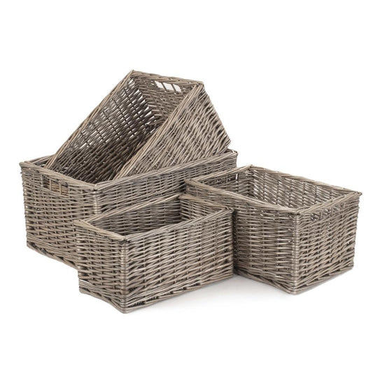 Antique Wash Unlined Wicker Storage Basket