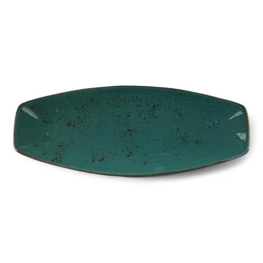 Porcelain Serving Plate - Fairlie Series, Teal Green - 28x15cm