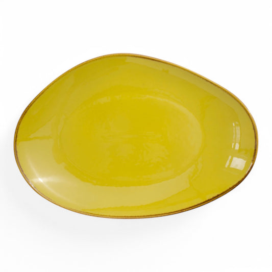 Porcelain Serving Platter - Lindis Series, Saffron Yellow - 35x25cm