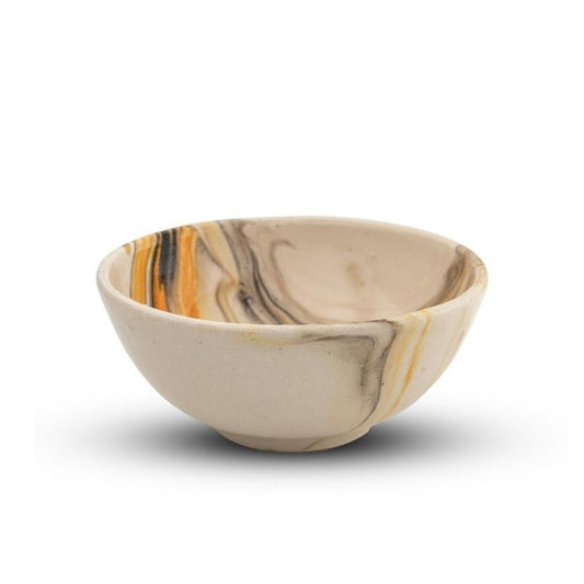 Ceramic Dip Bowl - Colonsay | Mocha, Yellow Marble - 8cm x 5cm Depth