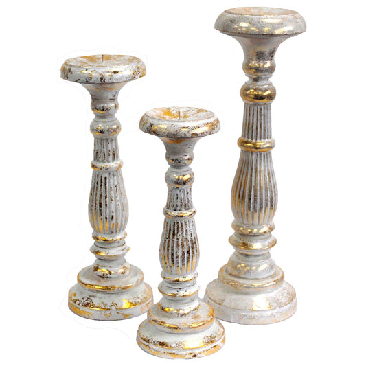 Vintage Candle Stand - White Gold